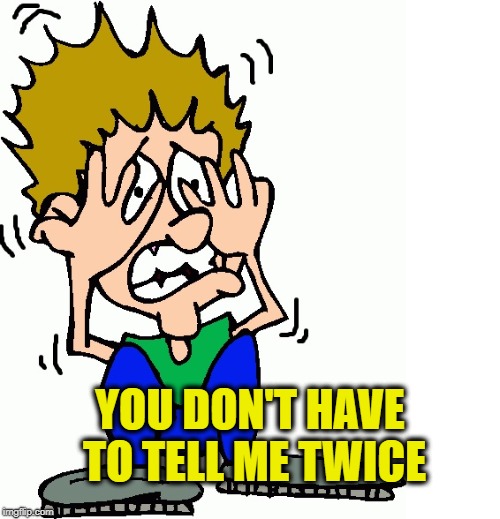 don't hit me | YOU DON'T HAVE TO TELL ME TWICE | image tagged in don't hit me | made w/ Imgflip meme maker