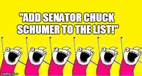 "ADD SENATOR CHUCK SCHUMER TO THE LIST!" | made w/ Imgflip meme maker