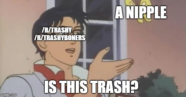 Is This a Pigeon | A NIPPLE; /R/TRASHY    
/R/TRASHYBONERS; IS THIS TRASH? | image tagged in is this a pigeon | made w/ Imgflip meme maker