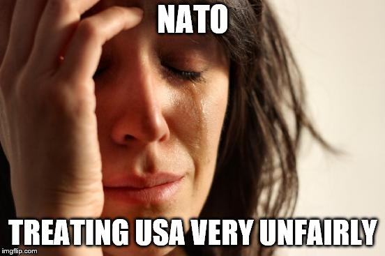 Treated unfairly | NATO; TREATING USA VERY UNFAIRLY | image tagged in memes,first world problems,trump,political meme | made w/ Imgflip meme maker
