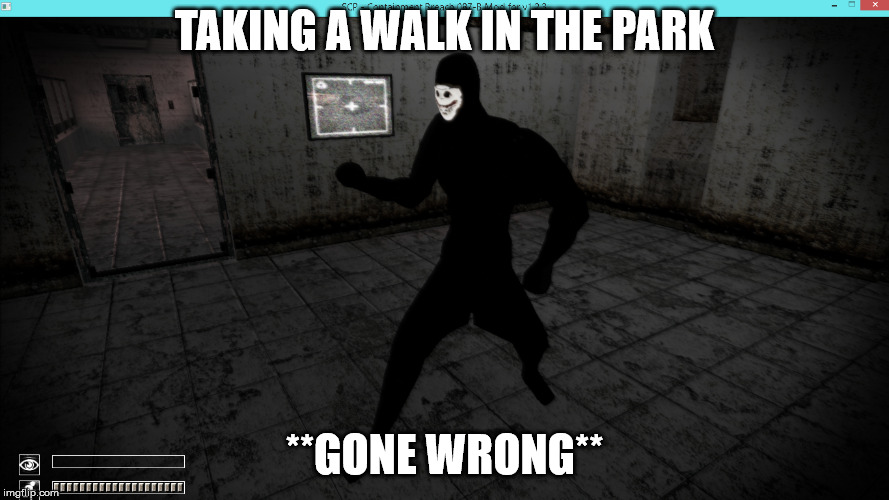 idk | TAKING A WALK IN THE PARK; **GONE WRONG** | image tagged in scp meme | made w/ Imgflip meme maker