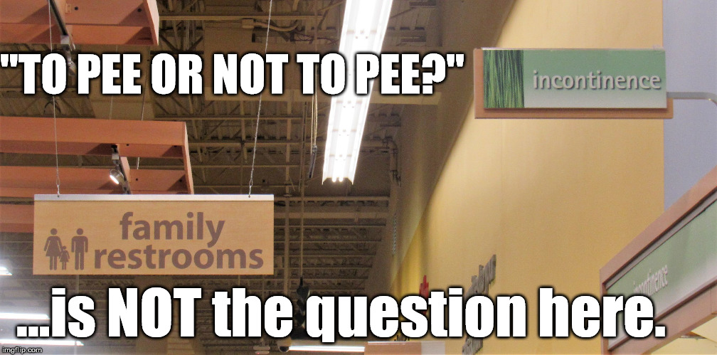 Pessimistic product placement | "TO PEE OR NOT TO PEE?"; ...is NOT the question here. | image tagged in pessimistic product placement | made w/ Imgflip meme maker