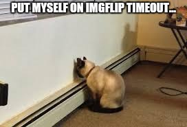 Give up cat | PUT MYSELF ON IMGFLIP TIMEOUT... | image tagged in give up cat,wasting time,imgflipper,meme,memes | made w/ Imgflip meme maker