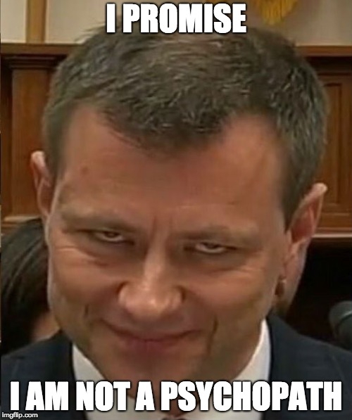 You can trust me | I PROMISE; I AM NOT A PSYCHOPATH | image tagged in strzok | made w/ Imgflip meme maker