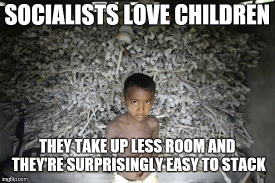 SOCIALISTS LOVE CHILDREN THEY TAKE UP LESS ROOM AND THEY'RE SURPRISINGLY EASY TO STACK | made w/ Imgflip meme maker