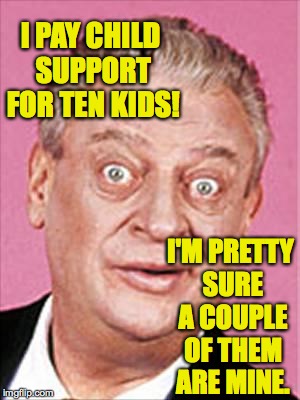 You think you got it rough? | I PAY CHILD SUPPORT FOR TEN KIDS! I'M PRETTY SURE A COUPLE OF THEM ARE MINE. | image tagged in rodney dangerfield,memes,child support | made w/ Imgflip meme maker