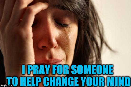 First World Problems Meme | I PRAY FOR SOMEONE TO HELP CHANGE YOUR MIND | image tagged in memes,first world problems | made w/ Imgflip meme maker