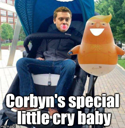 Trump v baby Owen Jones | Corbyn's special little cry baby | image tagged in corbyn - owen jones,corbyn eww,communist socialist,funny,party of haters,trump | made w/ Imgflip meme maker