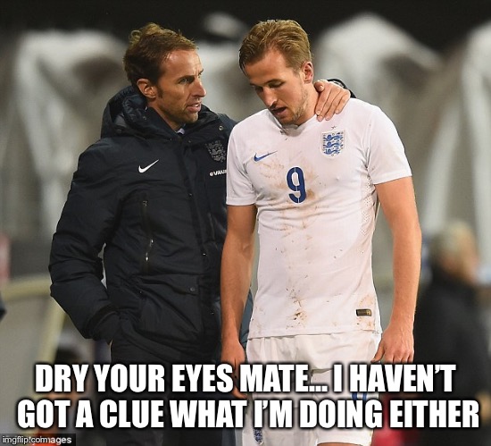 DRY YOUR EYES MATE... I HAVEN’T GOT A CLUE WHAT I’M DOING EITHER | image tagged in southgate fail | made w/ Imgflip meme maker