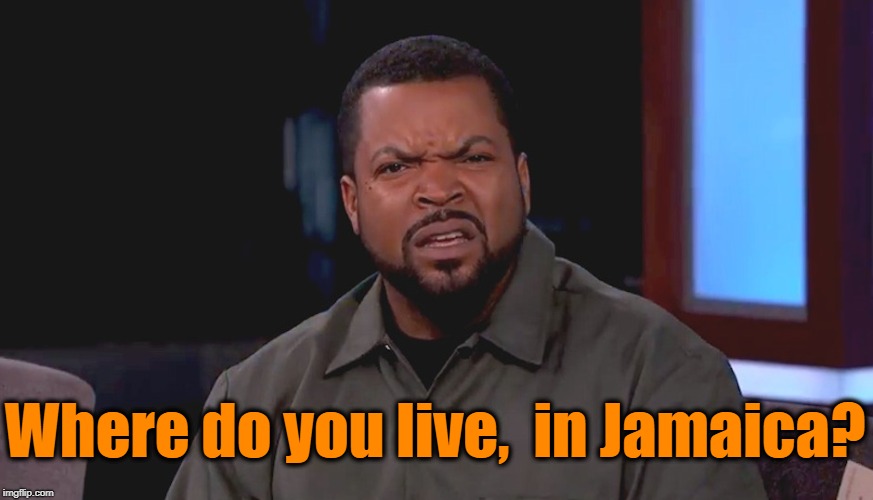 Really? Ice Cube | Where do you live,  in Jamaica? | image tagged in really ice cube | made w/ Imgflip meme maker