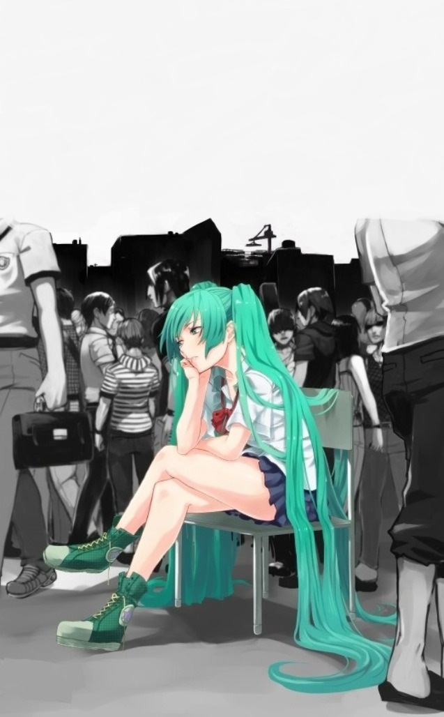 Hatsune Miku is Bored Blank Meme Template