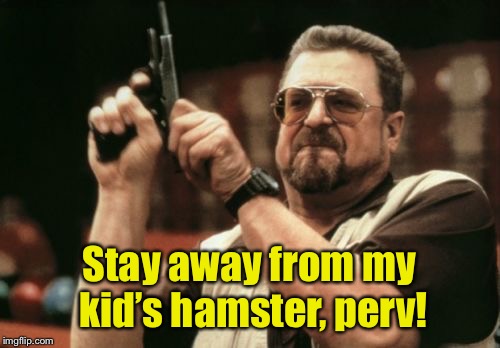 Am I The Only One Around Here Meme | Stay away from my kid’s hamster, perv! | image tagged in memes,am i the only one around here | made w/ Imgflip meme maker