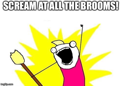 X All The Y | SCREAM AT ALL THE BROOMS! | image tagged in memes,x all the y | made w/ Imgflip meme maker