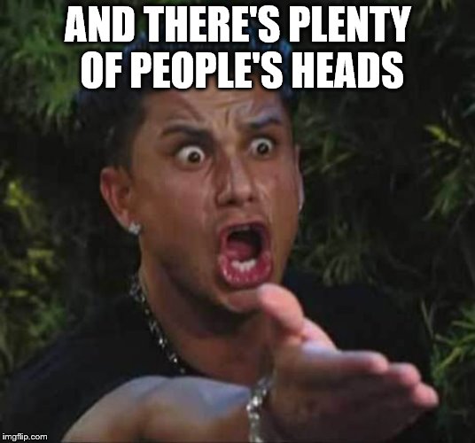 Jersey shore  | AND THERE'S PLENTY OF PEOPLE'S HEADS | image tagged in jersey shore | made w/ Imgflip meme maker