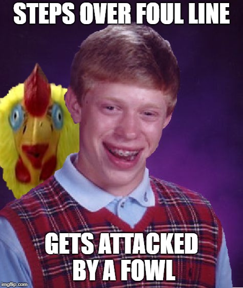 STEPS OVER FOUL LINE GETS ATTACKED BY A FOWL | made w/ Imgflip meme maker