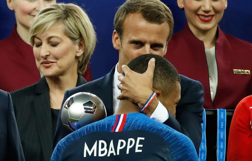 Mbappe Macron and a buggy flag Blank Meme Template