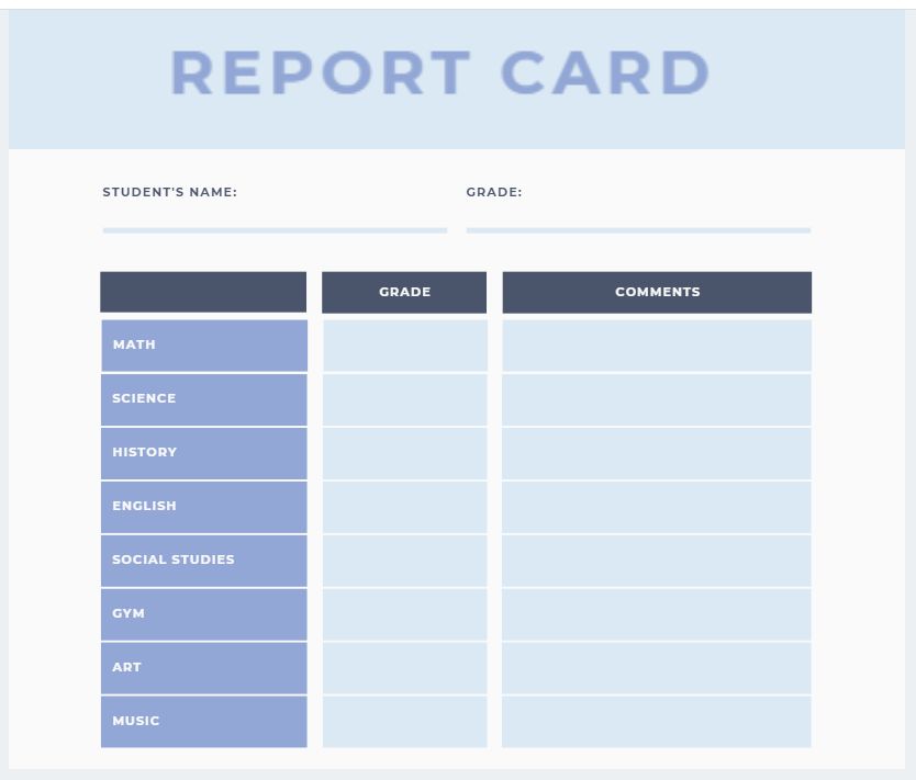 Inspirational 33 Blank High School Report Card Template