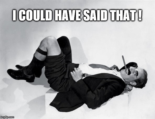 recumbent Groucho | I COULD HAVE SAID THAT ! | image tagged in recumbent groucho | made w/ Imgflip meme maker