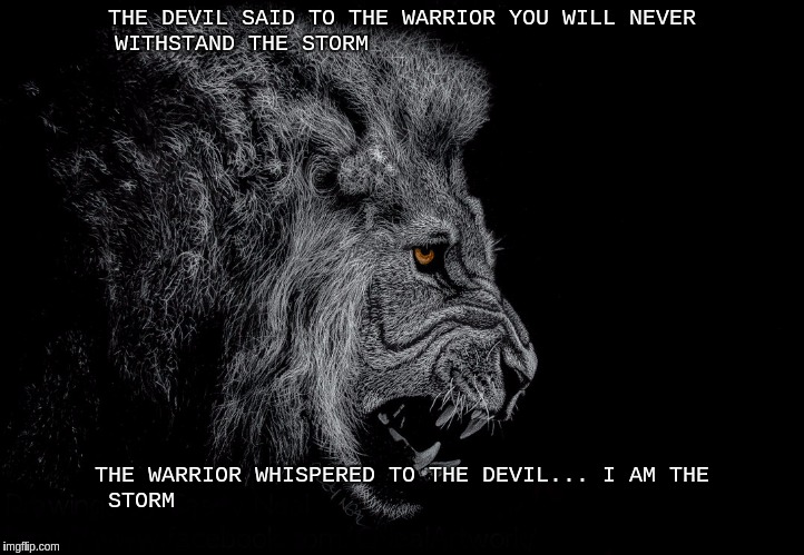 THE DEVIL SAID TO THE WARRIOR  | THE DEVIL SAID TO THE WARRIOR YOU WILL NEVER WITHSTAND THE STORM; THE WARRIOR WHISPERED TO THE DEVIL... I AM THE STORM | image tagged in vatican,jesus christ | made w/ Imgflip meme maker