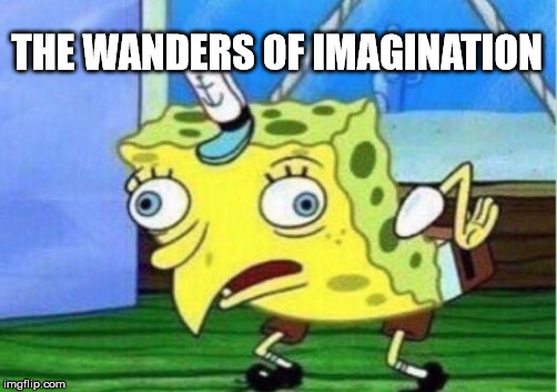 Mocking Spongebob | THE WANDERS OF IMAGINATION | image tagged in memes,mocking spongebob | made w/ Imgflip meme maker