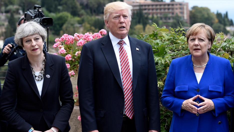 Trump with English Hillary and German Hillary Blank Meme Template
