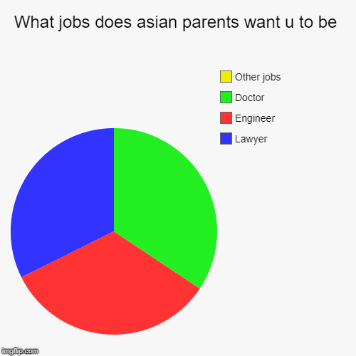 What jobs does asian parents want u to be | Lawyer, Engineer, Doctor , Other jobs | image tagged in funny,pie charts | made w/ Imgflip chart maker
