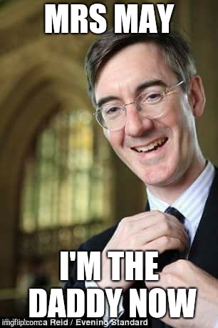Jacob Rees Mogg | MRS MAY; I'M THE DADDY NOW | image tagged in jacob rees mogg | made w/ Imgflip meme maker