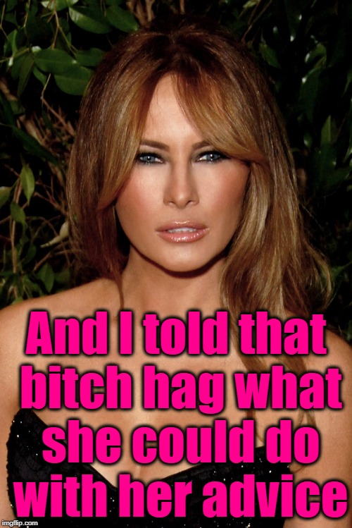 melania trump | And I told that b**ch hag what she could do with her advice | image tagged in melania trump | made w/ Imgflip meme maker