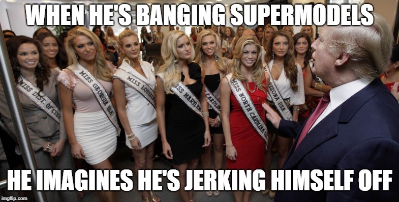 Trump's EGO is so big..... | WHEN HE'S BANGING SUPERMODELS; HE IMAGINES HE'S JERKING HIMSELF OFF | image tagged in donald trump pervert,memes,the struggle is real | made w/ Imgflip meme maker