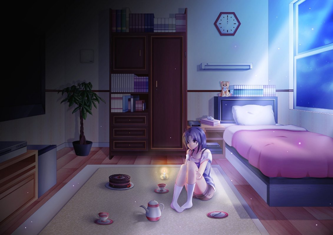 High Quality Anime girl alone in room Blank Meme Template