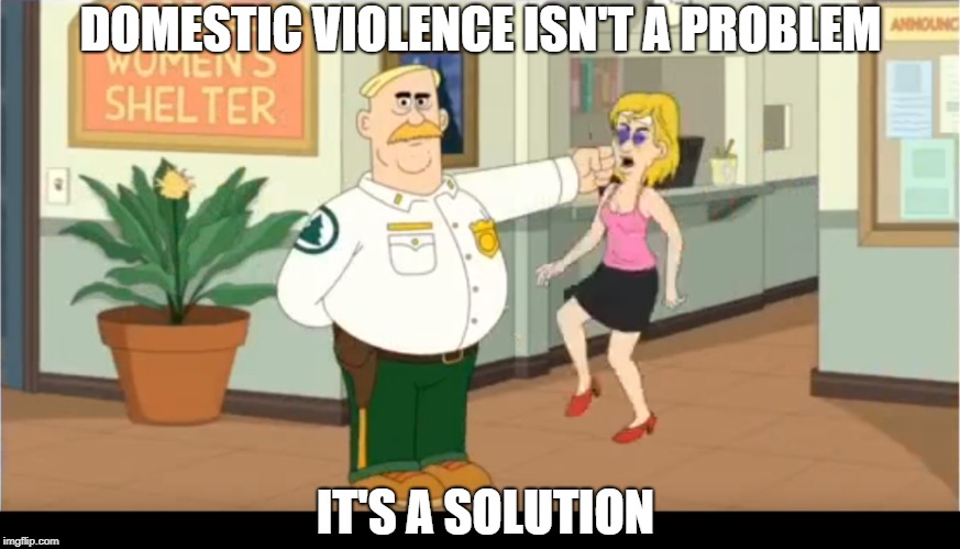 brickleberry woody spot | DOMESTIC VIOLENCE ISN'T A PROBLEM; IT'S A SOLUTION | image tagged in brickleberry,woody johnson,violence,candidate,spot,guverner | made w/ Imgflip meme maker