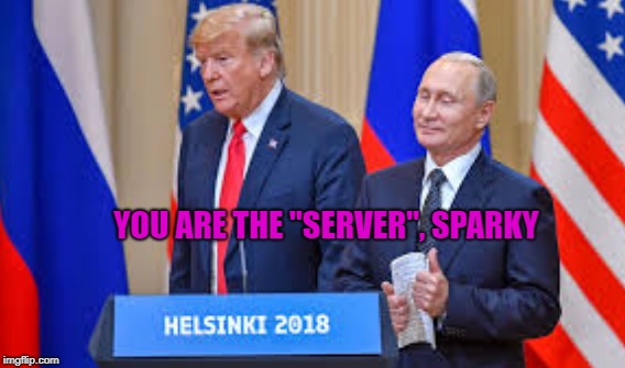 Putin's Pimp | YOU ARE THE "SERVER", SPARKY | image tagged in steele dossier,extortion,treason | made w/ Imgflip meme maker