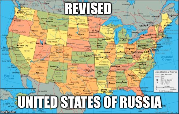 map of United States | REVISED; UNITED STATES OF RUSSIA | image tagged in map of united states | made w/ Imgflip meme maker