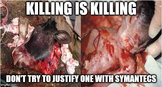 KILLING IS KILLING DON'T TRY TO JUSTIFY ONE WITH SYMANTECS | made w/ Imgflip meme maker