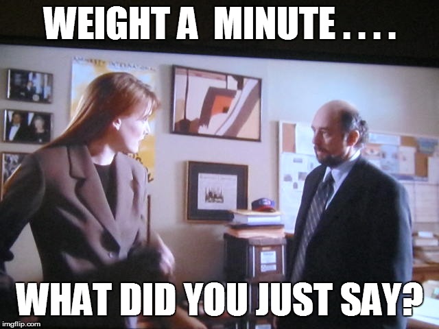 WEIGHT A  MINUTE . . . . WHAT DID YOU JUST SAY? | made w/ Imgflip meme maker