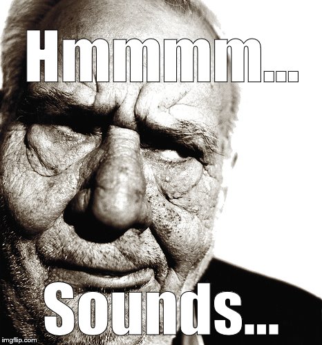 Skeptical old man | Hmmmm... Sounds... | image tagged in skeptical old man | made w/ Imgflip meme maker