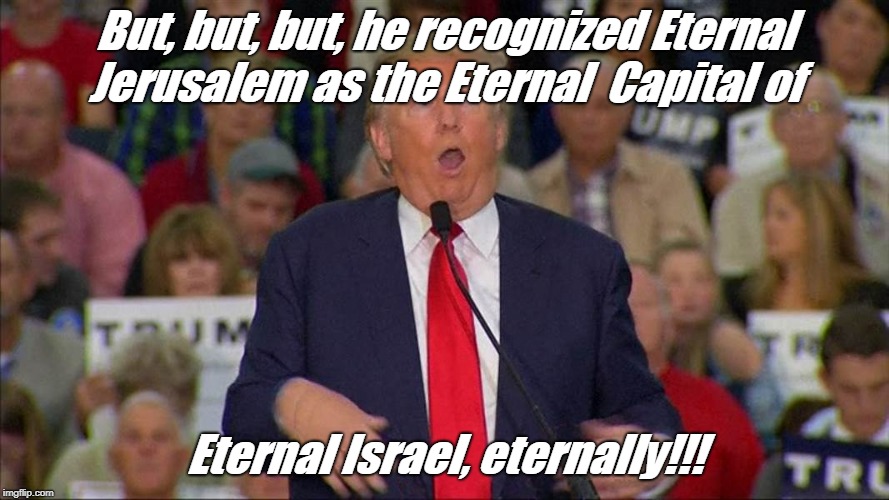 Who cares if he mocked the disabled (never mind everything else...) | But, but, but, he recognized Eternal Jerusalem as the Eternal  Capital of; Eternal Israel, eternally!!! | image tagged in disability,donald trump,jerusalem,israel | made w/ Imgflip meme maker