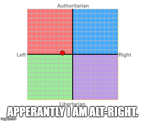 Great test, just does not fit with the narrative... | APPERANTLY I AM ALT-RIGHT. | image tagged in political meme | made w/ Imgflip meme maker