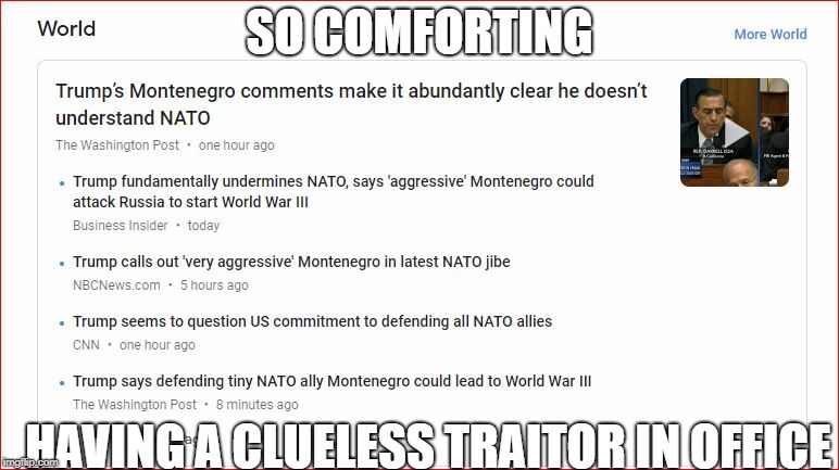 SO COMFORTING HAVING A CLUELESS TRAITOR IN OFFICE | made w/ Imgflip meme maker