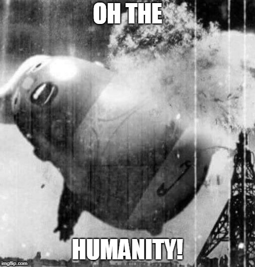Baby Hindenburg | OH THE; HUMANITY! | image tagged in baby trump,oh the humanity,hindenburg | made w/ Imgflip meme maker
