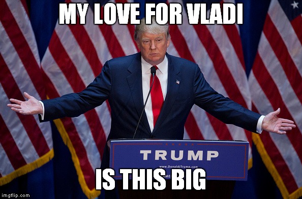 Donald Trump | MY LOVE FOR VLADI; IS THIS BIG | image tagged in donald trump | made w/ Imgflip meme maker
