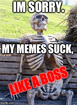 im so sorry... | IM SORRY. MY MEMES SUCK, LIKE A BOSS | image tagged in memes,waiting skeleton | made w/ Imgflip meme maker