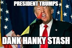 Trumps Dank Hanky Stash | PRESIDENT TRUMPS; DANK HANKY STASH | image tagged in trump,dank memes | made w/ Imgflip meme maker