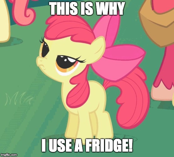 BS Apple Bloom | THIS IS WHY I USE A FRIDGE! | image tagged in bs apple bloom | made w/ Imgflip meme maker