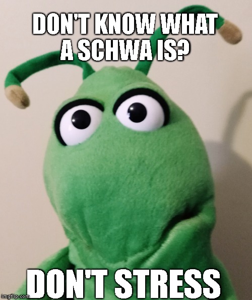 DON'T KNOW WHAT A SCHWA IS?  | DON'T KNOW WHAT A SCHWA IS? DON'T STRESS | image tagged in schwa,speech therapy,literacy,vowels,pelican talk | made w/ Imgflip meme maker