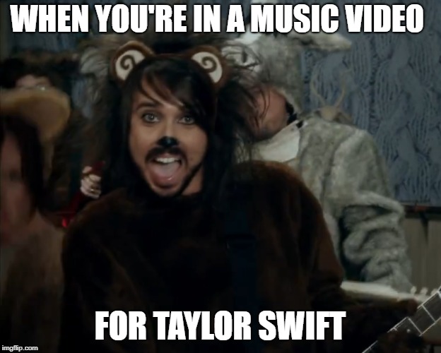 What does the fox say? | WHEN YOU'RE IN A MUSIC VIDEO; FOR TAYLOR SWIFT | image tagged in taylor swift | made w/ Imgflip meme maker