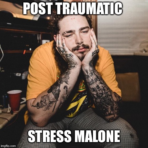 POST TRAUMATIC; STRESS MALONE | image tagged in post traumatic stress malone | made w/ Imgflip meme maker