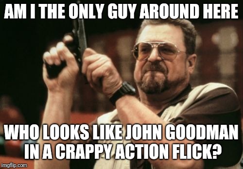 Am I The Only One Around Here | AM I THE ONLY GUY AROUND HERE; WHO LOOKS LIKE JOHN GOODMAN IN A CRAPPY ACTION FLICK? | image tagged in memes,am i the only one around here | made w/ Imgflip meme maker