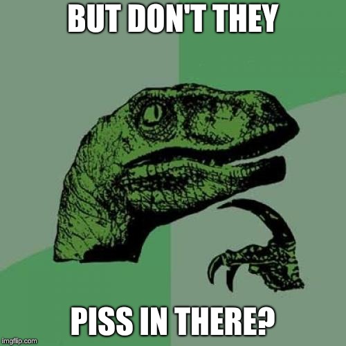 Philosoraptor Meme | BUT DON'T THEY PISS IN THERE? | image tagged in memes,philosoraptor | made w/ Imgflip meme maker