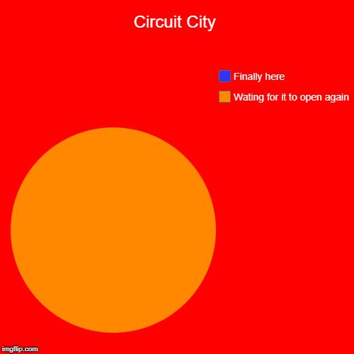 Circuit City | Wating for it to open again, Finally here | image tagged in funny,pie charts | made w/ Imgflip chart maker